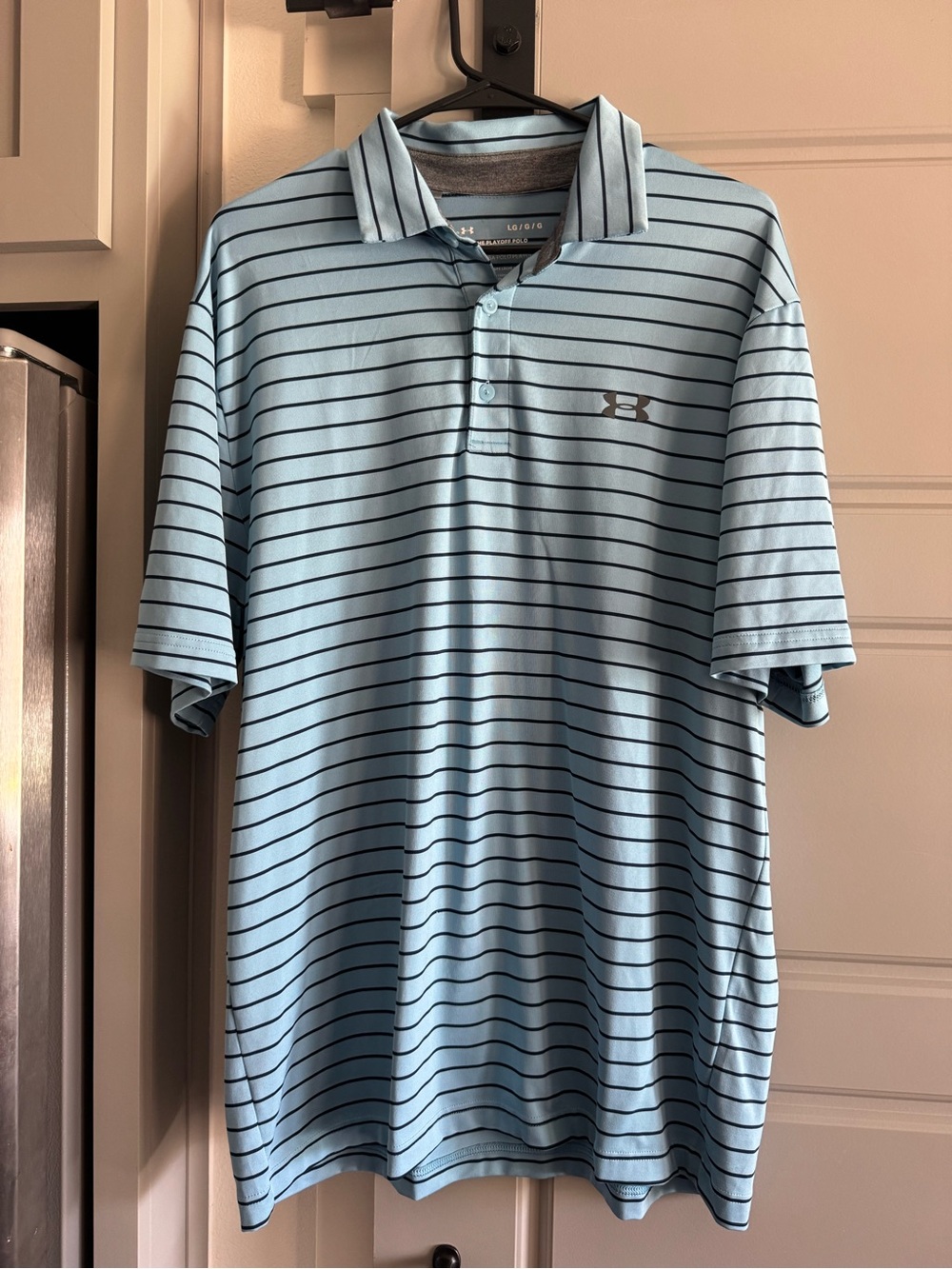 LG Men’s Light Blue Striped Polo Shirt